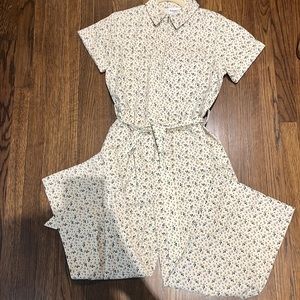 Floral denim jumpsuit